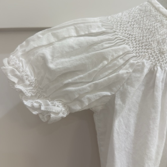 Rosalina Collections White Smocked Gown with Small White “L” Monogram 3M - Picture 3 of 8